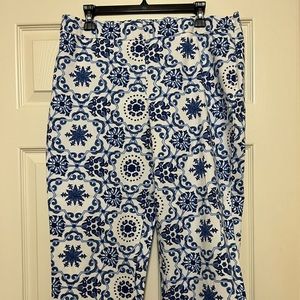 Talbots Medallion Blue and White pants